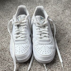 White Sneakers with Holographic Detail